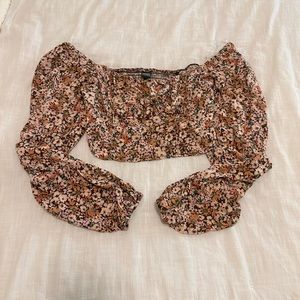 Floral Long Sleeve Crop Top
